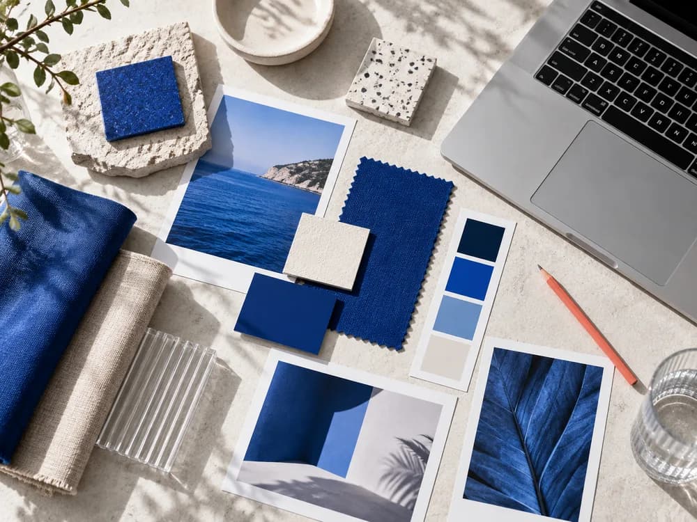 Handmade ceramics in a cobalt blue studio
